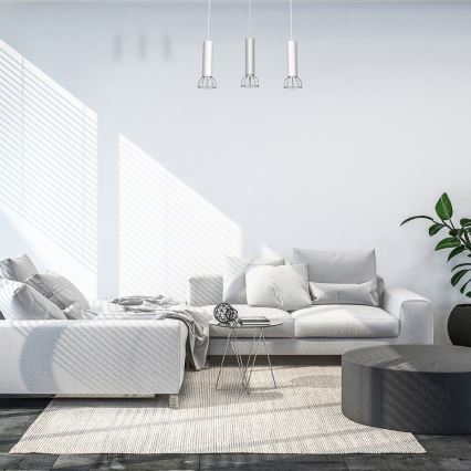 Chandelier on a string DANTE 3xGU10/25W/230V white/shiny chrome