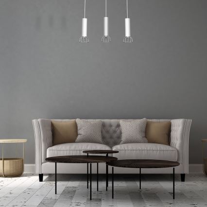 Chandelier on a string DANTE 3xGU10/25W/230V white/shiny chrome