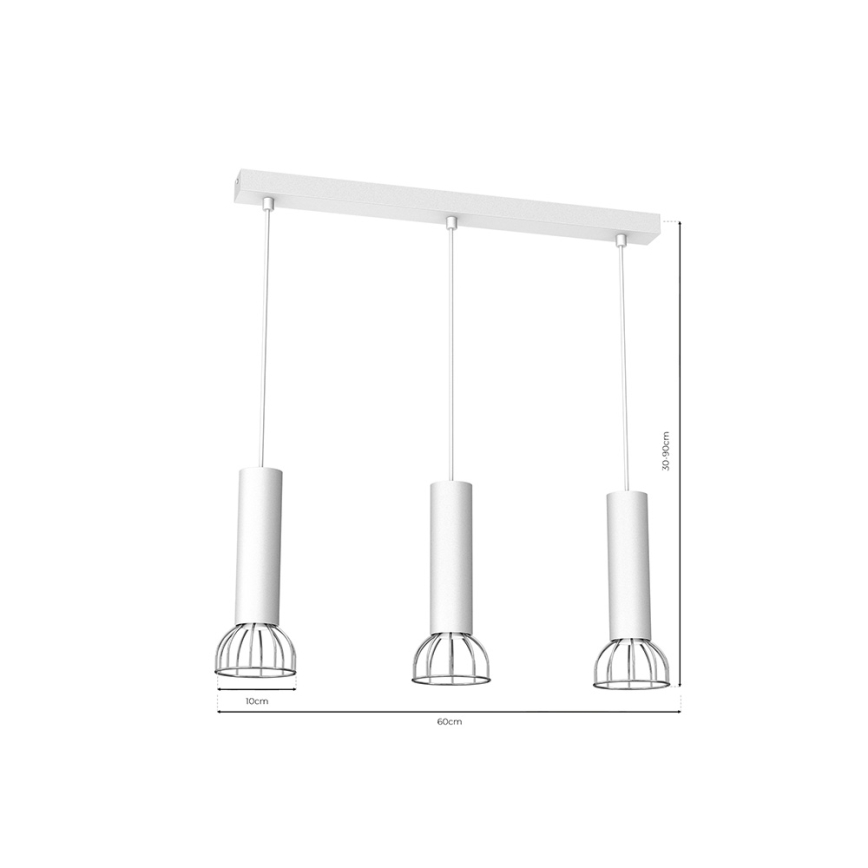 Chandelier on a string DANTE 3xGU10/25W/230V white/shiny chrome