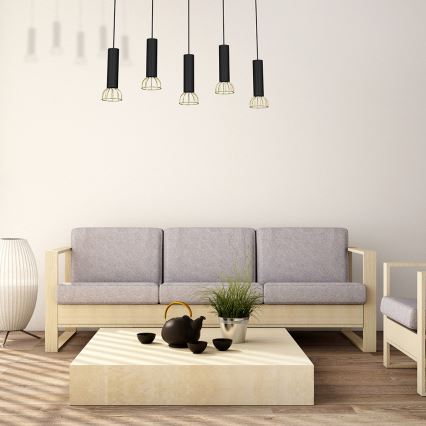 Chandelier on a string DANTE 5xGU10/25W/230V black/gold