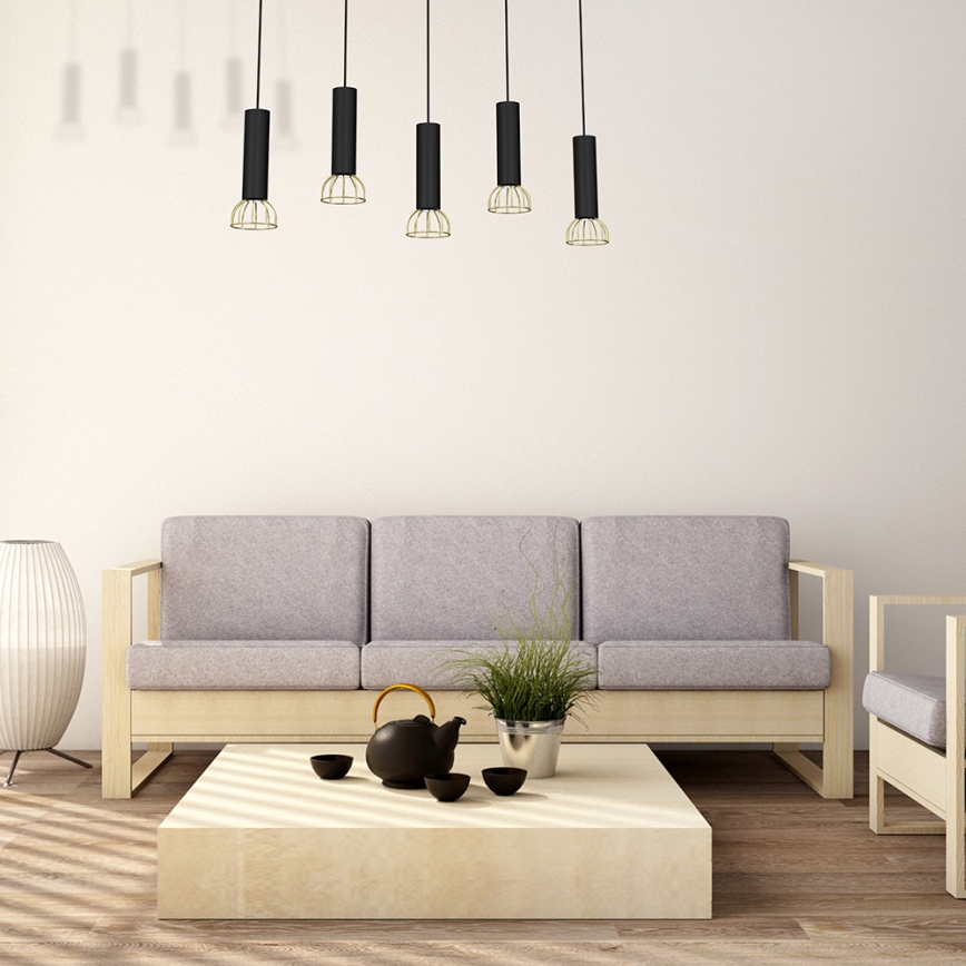 Chandelier on a string DANTE 5xGU10/25W/230V black/gold