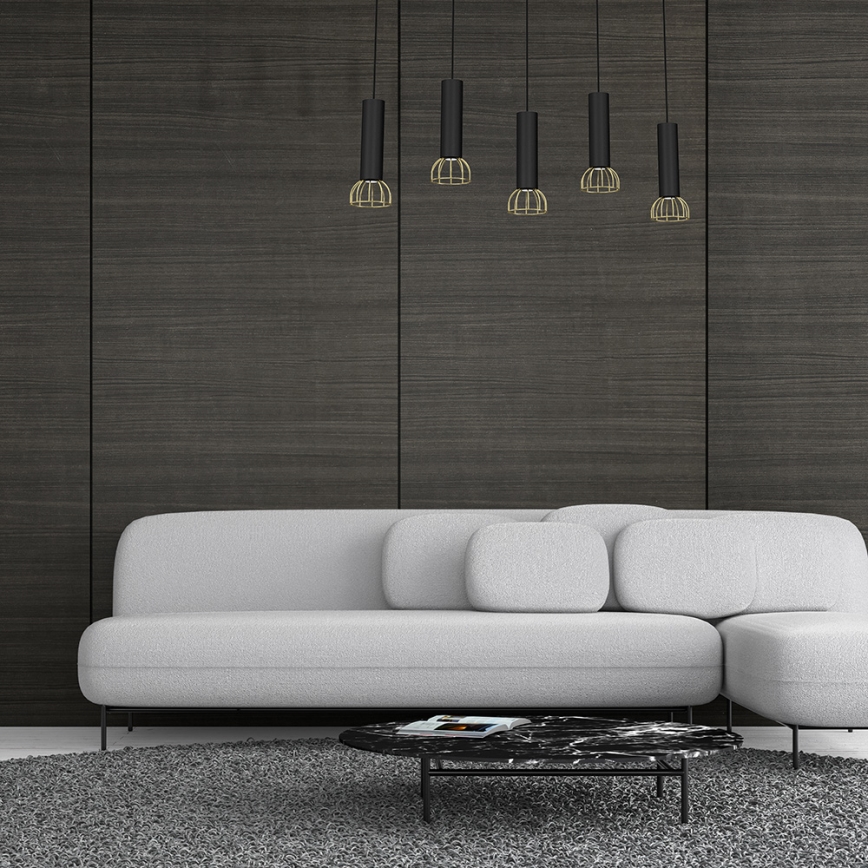 Chandelier on a string DANTE 5xGU10/25W/230V black/gold