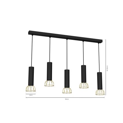 Chandelier on a string DANTE 5xGU10/25W/230V black/gold