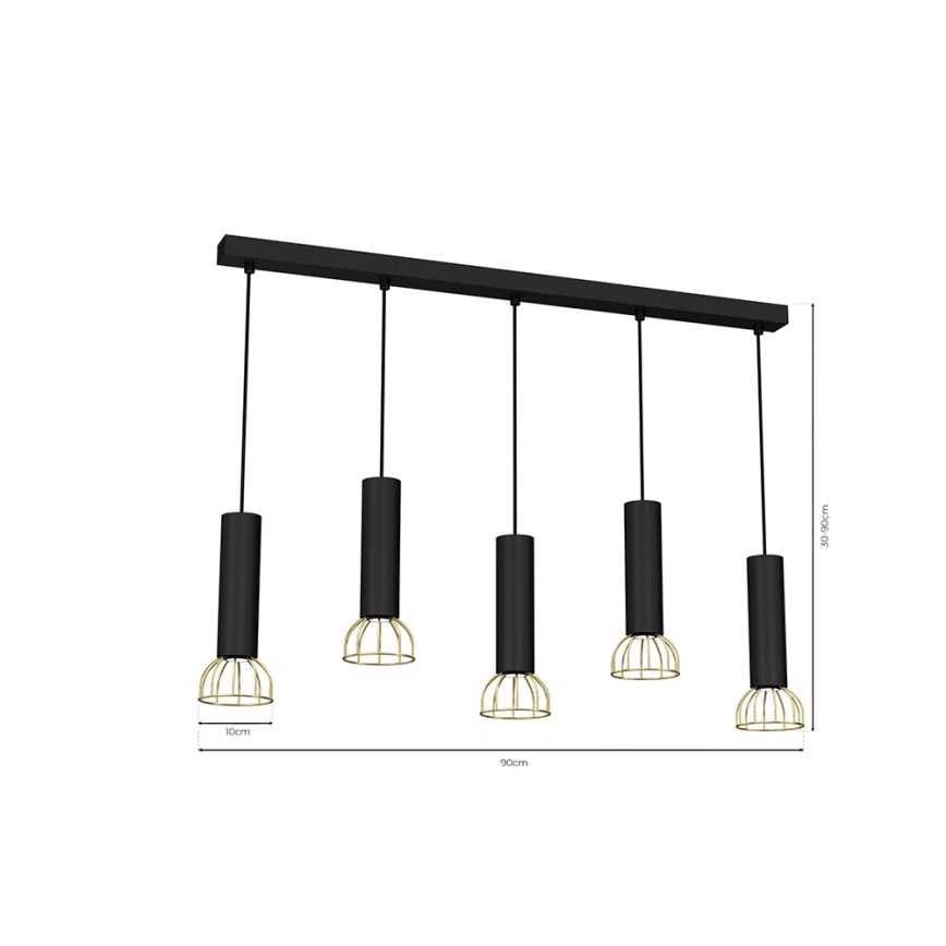 Chandelier on a string DANTE 5xGU10/25W/230V black/gold
