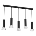 Chandelier on a string DANTE 5xGU10/25W/230V black/shiny chrome