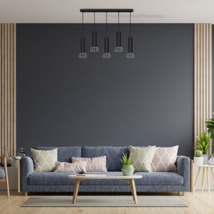 Chandelier on a string DANTE 5xGU10/25W/230V black/shiny chrome