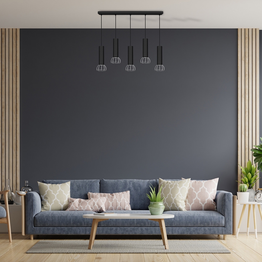 Chandelier on a string DANTE 5xGU10/25W/230V black/shiny chrome