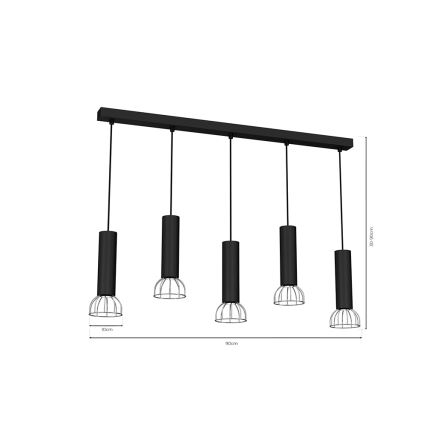 Chandelier on a string DANTE 5xGU10/25W/230V black/shiny chrome