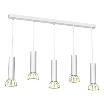 Chandelier on a string DANTE 5xGU10/25W/230V white/gold