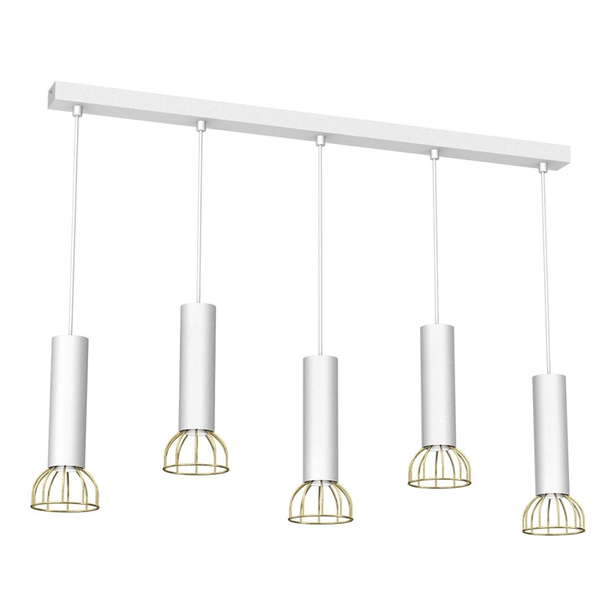 Chandelier on a string DANTE 5xGU10/25W/230V white/gold