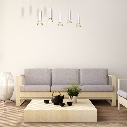 Chandelier on a string DANTE 5xGU10/25W/230V white/gold