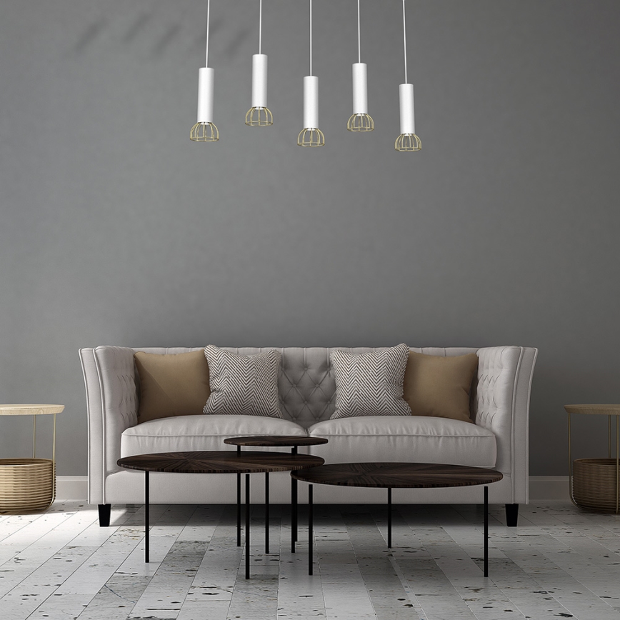 Chandelier on a string DANTE 5xGU10/25W/230V white/gold
