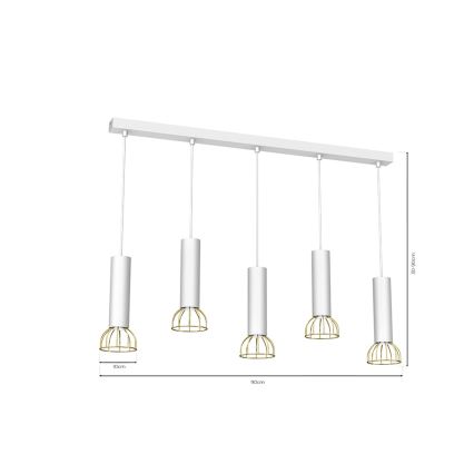 Chandelier on a string DANTE 5xGU10/25W/230V white/gold