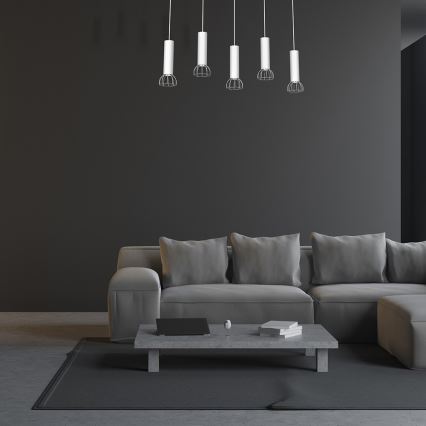 Chandelier on a string DANTE 5xGU10/25W/230V white/shiny chrome