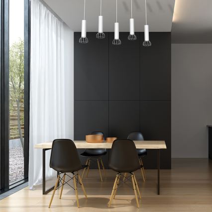 Chandelier on a string DANTE 5xGU10/25W/230V white/shiny chrome