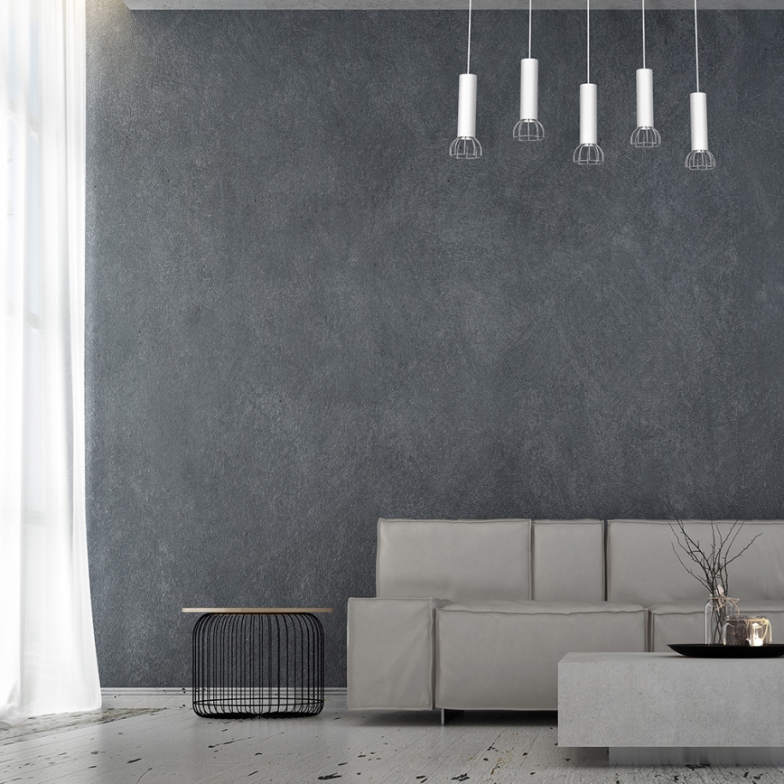 Chandelier on a string DANTE 5xGU10/25W/230V white/shiny chrome