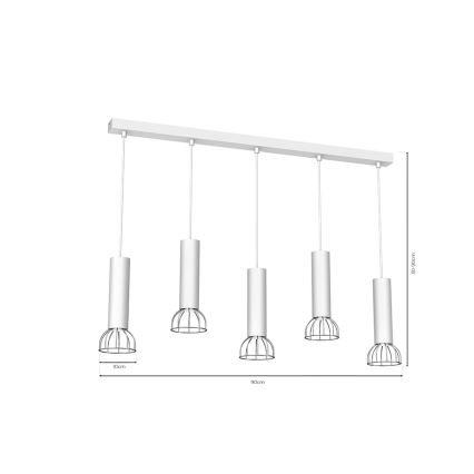 Chandelier on a string DANTE 5xGU10/25W/230V white/shiny chrome