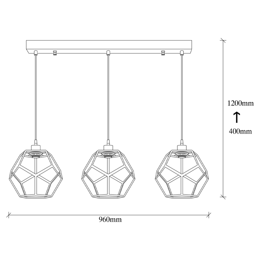 Chandelier on a string DEGIRMEN 3xE27/100W/230V