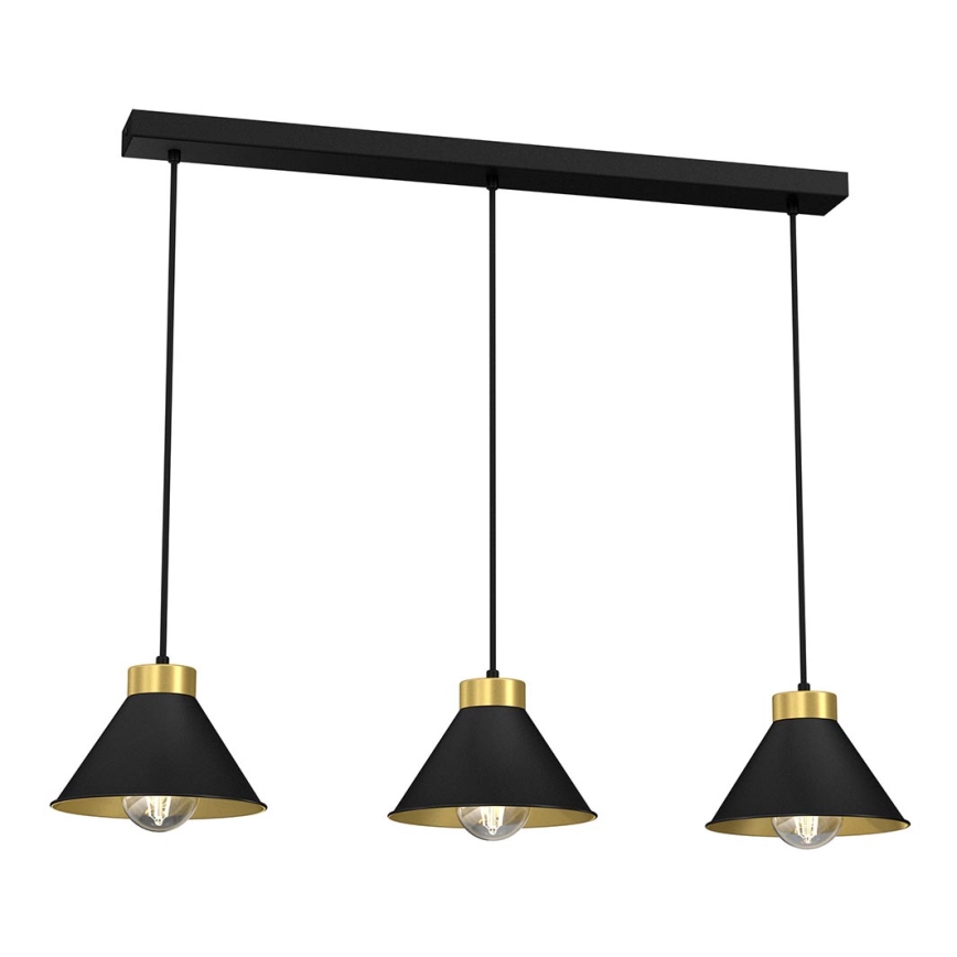 Chandelier on a string DEMET 3xE27/60W/230V black/golden