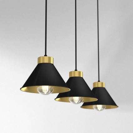 Chandelier on a string DEMET 3xE27/60W/230V black/golden