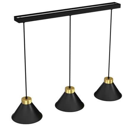 Chandelier on a string DEMET 3xE27/60W/230V black/golden