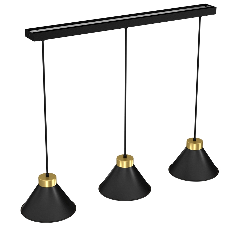Chandelier on a string DEMET 3xE27/60W/230V black/golden