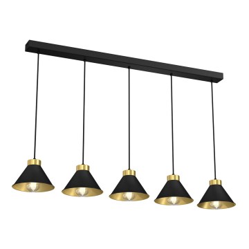 Chandelier on a string DEMET 5xE27/60W/230V black/golden