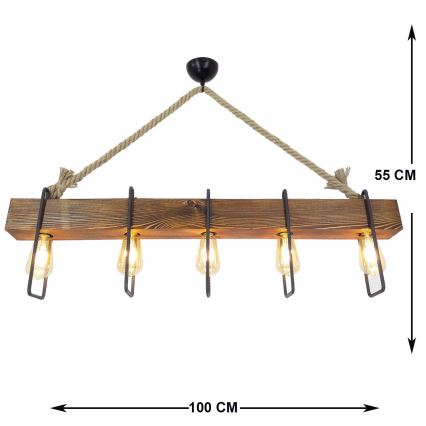 Chandelier on a string DEMIR 5xE27/40W/230V pine