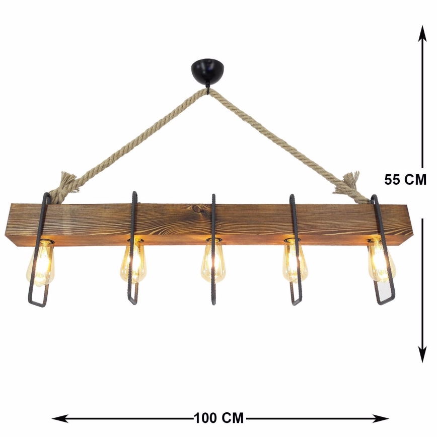 Chandelier on a string DEMIR 5xE27/40W/230V pine