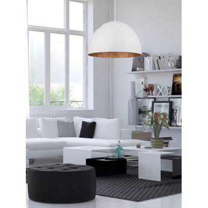 Chandelier on a string DIAMENT 1xE27/60W/230V d. 35 cm white/copper