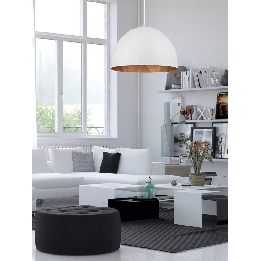 Chandelier on a string DIAMENT 1xE27/60W/230V d. 35 cm white/copper