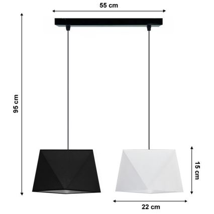 Chandelier on a string DIAMENT 2xE27/60W/230V black and white
