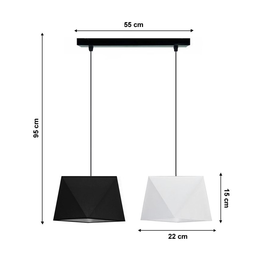 Chandelier on a string DIAMENT 2xE27/60W/230V black and white
