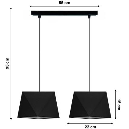 Chandelier on a string DIAMENT 2xE27/60W/230V black