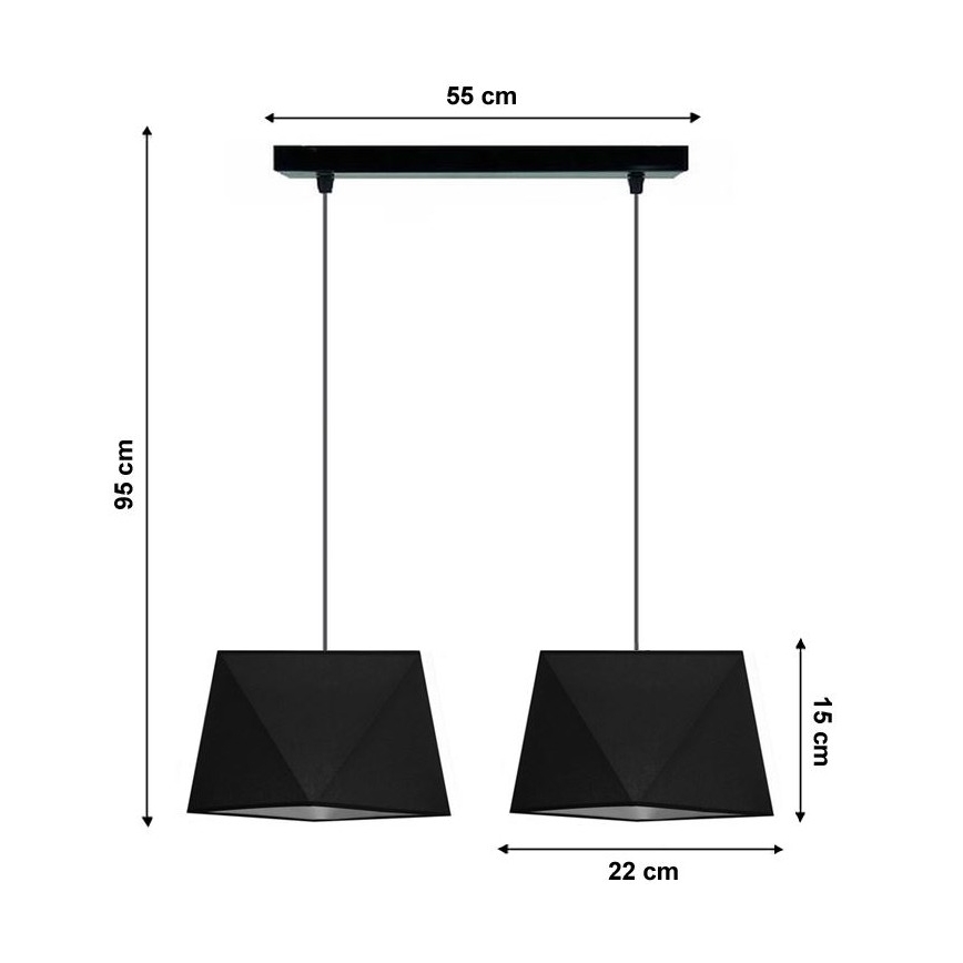 Chandelier on a string DIAMENT 2xE27/60W/230V black