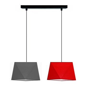 Chandelier on a string DIAMENT 2xE27/60W/230V grey-red