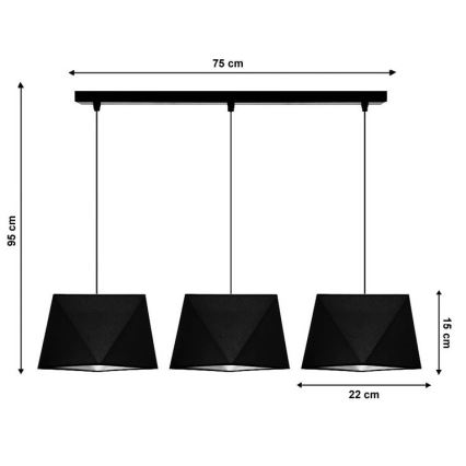 Chandelier on a string DIAMENT 3xE27/60W/230V black