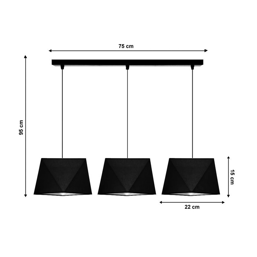 Chandelier on a string DIAMENT 3xE27/60W/230V black