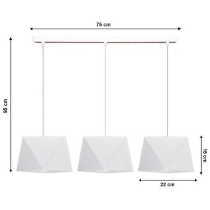 Chandelier on a string DIAMENT 3xE27/60W/230V white