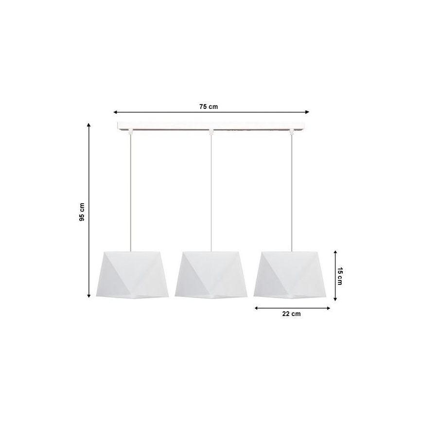 Chandelier on a string DIAMENT 3xE27/60W/230V white