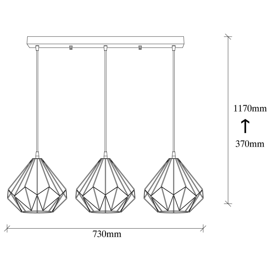 Chandelier on a string DIAMOND 3xE27/100W/230V