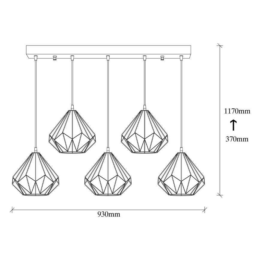Chandelier on a string DIAMOND 5xE27/100W/230V