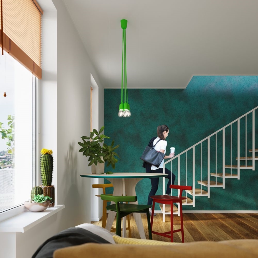 Chandelier on a string DIEGO 1xE27/60W/230V green