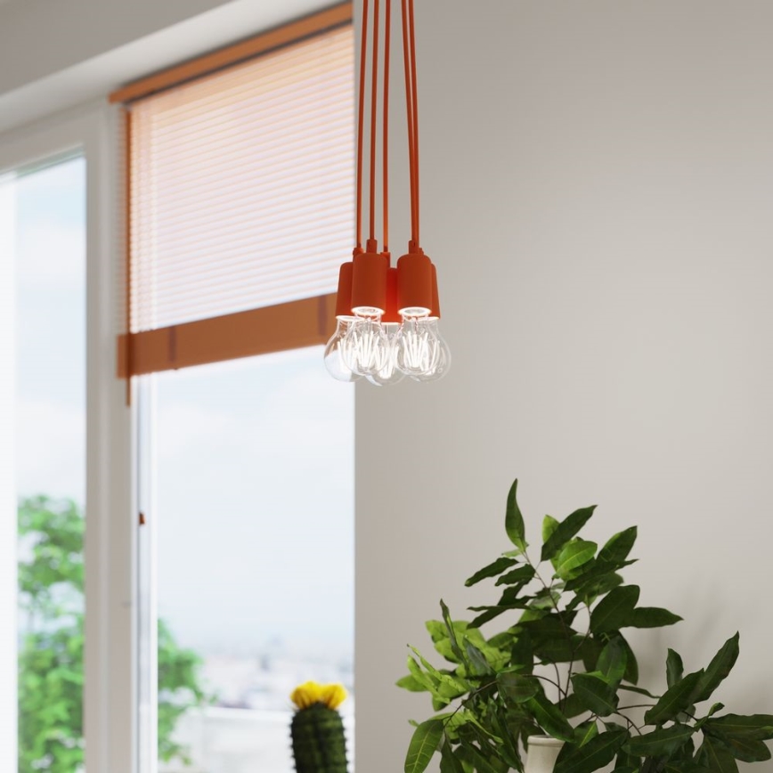 Chandelier on a string DIEGO 1xE27/60W/230V orange