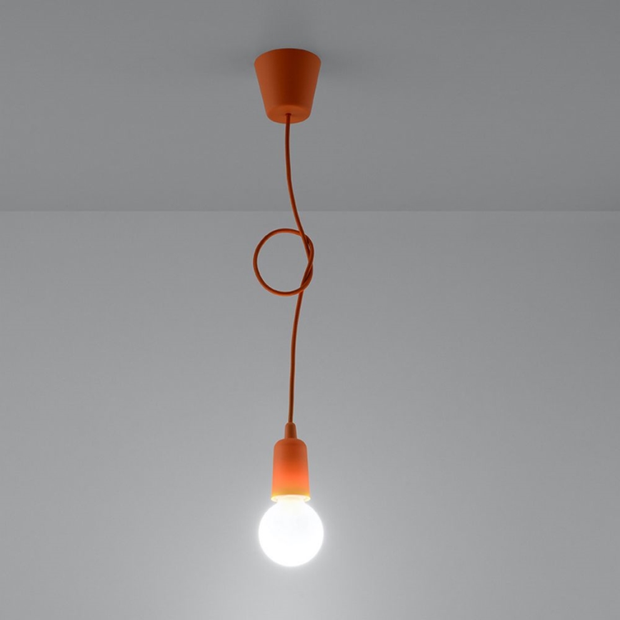 Chandelier on a string DIEGO 1xE27/60W/230V orange