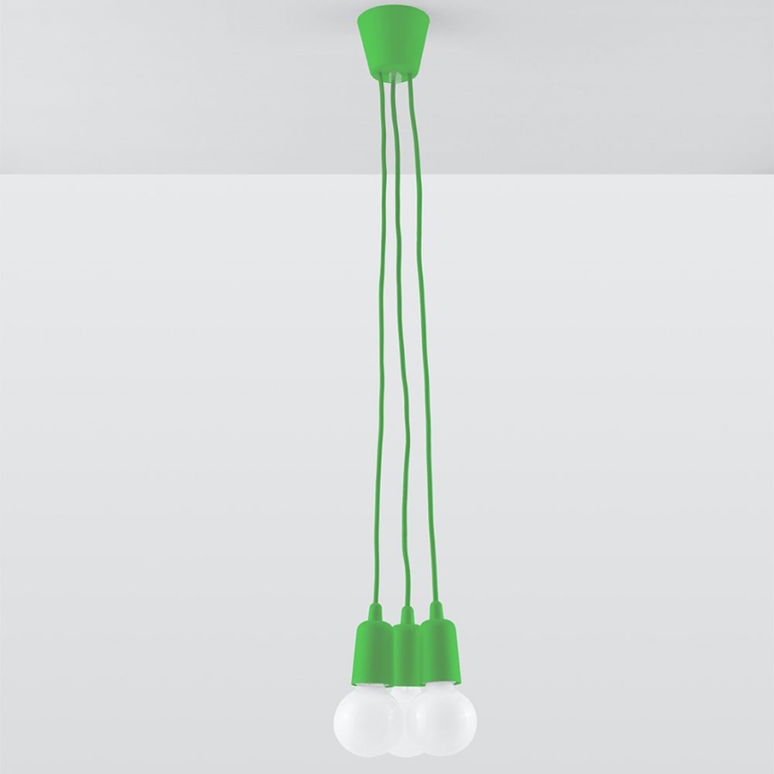 Chandelier on a string DIEGO 3xE27/60W/230V green