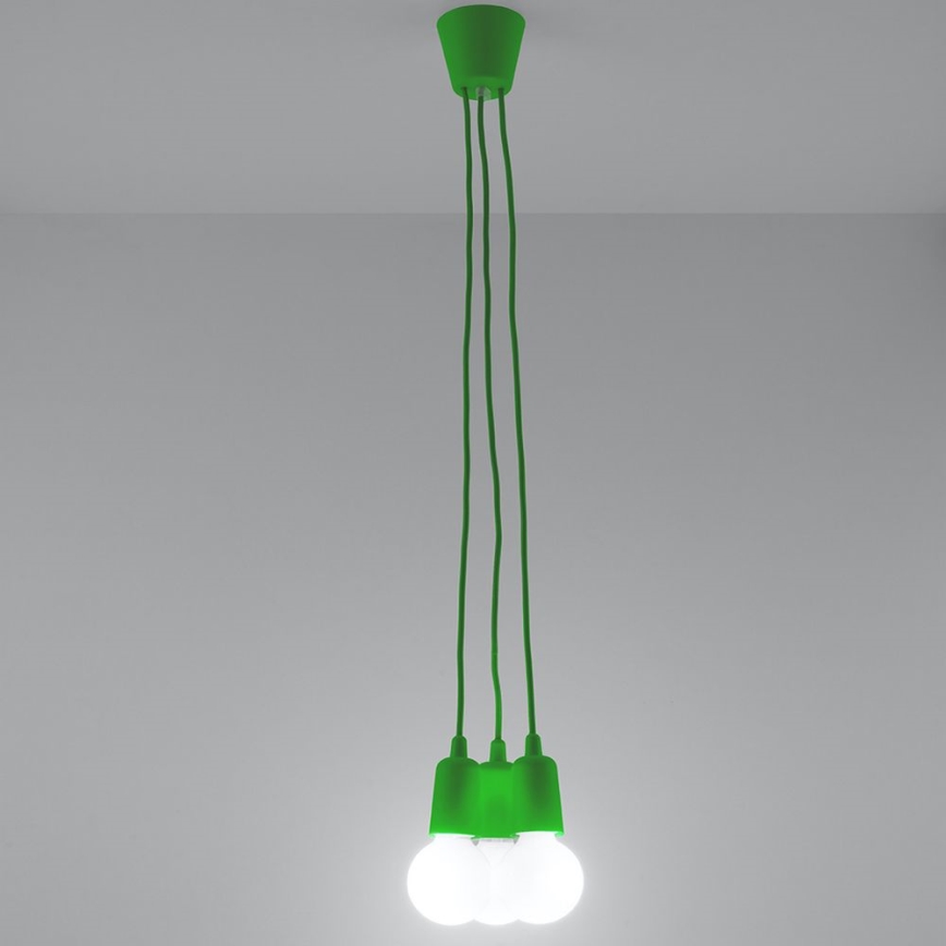 Chandelier on a string DIEGO 3xE27/60W/230V green