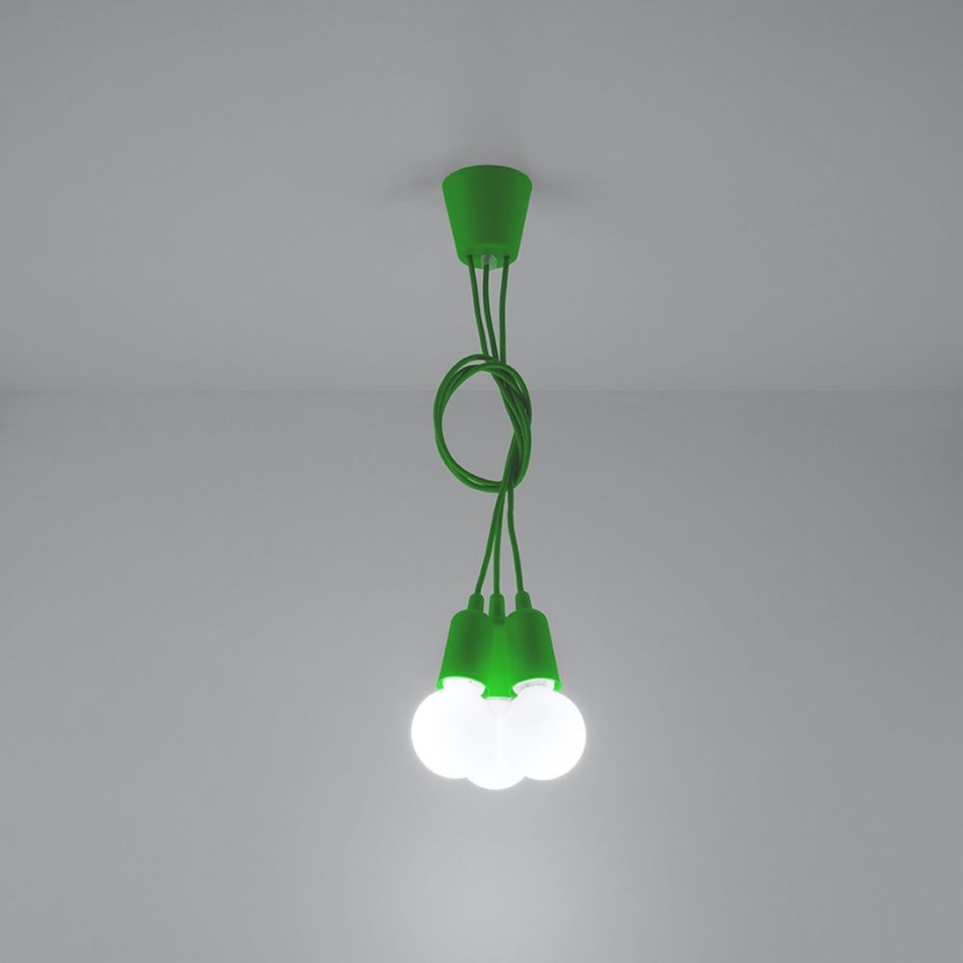 Chandelier on a string DIEGO 3xE27/60W/230V green