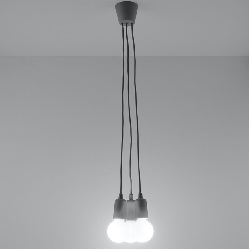 Chandelier on a string DIEGO 3xE27/60W/230V grey