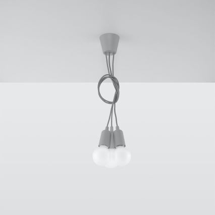 Chandelier on a string DIEGO 3xE27/60W/230V grey
